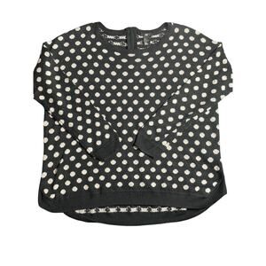 Black & White Polka Dot Wool-Blend Sweater - Size Medium